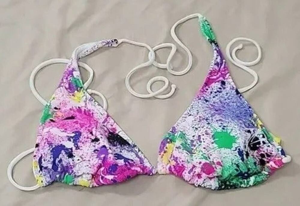 Surfside Multicolor Spattered Paint Look Bikini Top Women's